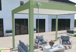 Pergola Bioclimatique Ombréa En Aluminium 3 X 4 M Autoportée - Vert Jade -MON AMENAGEMENT JARDIN Soldes manivelle pergola bioclimatique verte 3x4 ombrea 15 728424