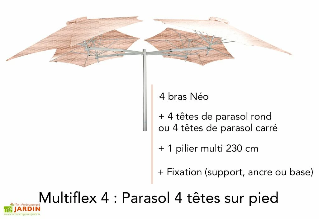 Bras Néo En Aluminium Pour Parasol Paraflex - 2,00 M 8 Bras Néo En Aluminium Pour Parasol Paraflex - 2,00 M – Image 6