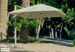Hevea Parasol Déporté En Aluminium Avec Toile En Polyester Beige Derby – 4 X 3 M