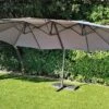 Parasol Déporté 3 Têtes 4,6 M En Aluminium Et Toile Grise - Deporwide -MON AMENAGEMENT JARDIN Soldes parasol deporte aluminium grande toile grise 460cm 3