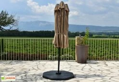 Parasol Déporté 3 Têtes 4,6 M En Aluminium Et Toile Taupe - Deporwide -MON AMENAGEMENT JARDIN Soldes parasol deporte aluminium grande toile taupe 460cm 1 1