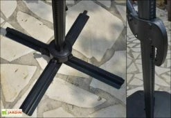 Parasol Déporté 3 Têtes 4,6 M En Aluminium Et Toile Taupe - Deporwide -MON AMENAGEMENT JARDIN Soldes parasol deporte aluminium grande toile taupe 460cm 5 1