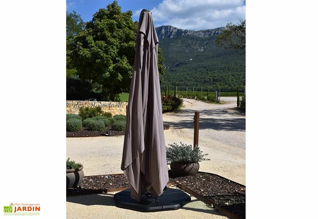 Parasol Déporté 4 X 3 M Aluminium Toile Taupe + Housse – Lesun 6 Parasol Déporté 4 X 3 M Aluminium Toile Taupe + Housse – Lesun – Image 4