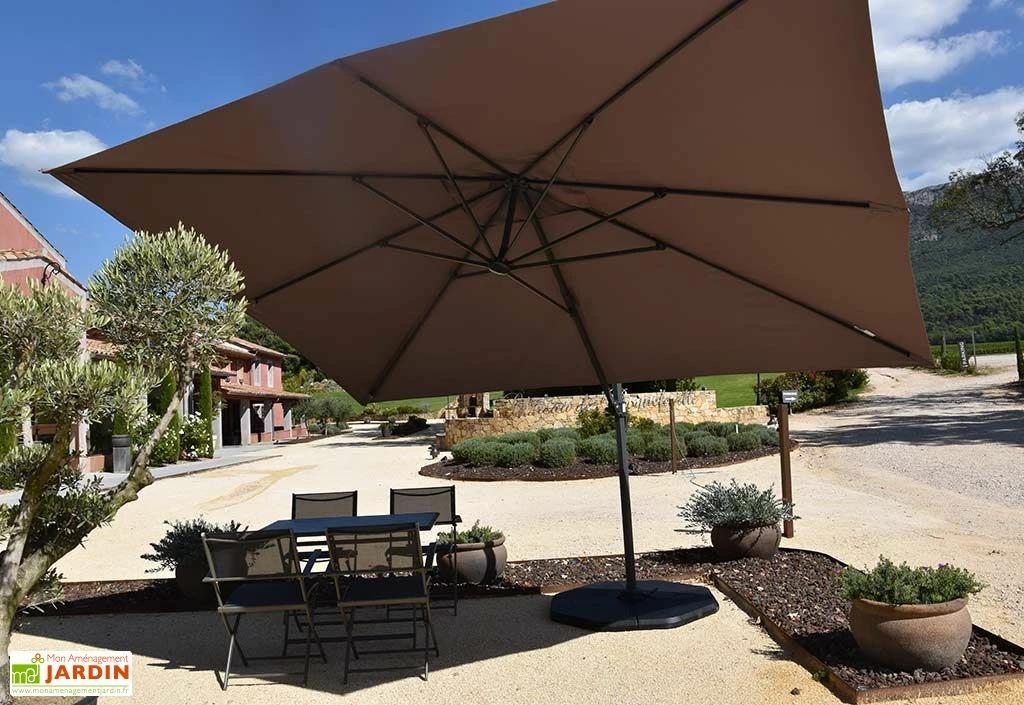 Parasol Déporté 4 X 3 M Aluminium Toile Taupe + Housse – Lesun 5 Parasol Déporté 4 X 3 M Aluminium Toile Taupe + Housse – Lesun – Image 3