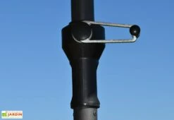 Parasol Rectangulaire 3 Têtes 4,6 M En Aluminium Et Toile Grise - Wide -MON AMENAGEMENT JARDIN Soldes parasol droit 3 tetes aluminium toile polyester gris 465cm 3