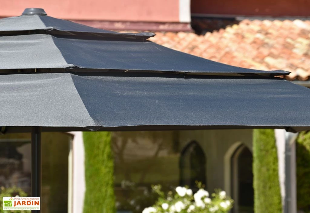 Parasol Droit 3 M Aluminium Toile Avec Aération – Canopy Gris 5 Parasol Droit 3 M Aluminium Toile Avec Aération – Canopy Gris – Image 3