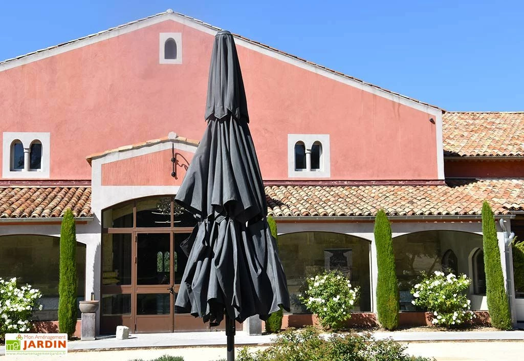 Parasol Droit 3 M Aluminium Toile Avec Aération – Canopy Gris 4 Parasol Droit 3 M Aluminium Toile Avec Aération – Canopy Gris – Image 2