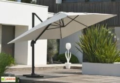 Parasol Déporté En Aluminium Et Polyester Gris 4x3m Sevilla -MON AMENAGEMENT JARDIN Soldes parasol en aluminium 2
