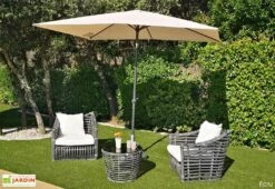 Parasol Rectangulaire Inclinable En Aluminium Et Polyester Tilt 2 X 3 M -MON AMENAGEMENT JARDIN Soldes parasol rectangulaire inclinable aluminium polyester tilt ecru