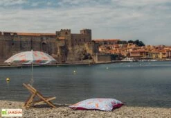 Parasol Rond En Tissu Et Métal ø 167 Cm – Lobster -MON AMENAGEMENT JARDIN Soldes parasol rond lobster 01