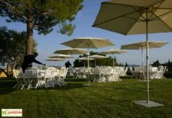 Parasol Rond Mât Central Aluminium Toile Oléfine Ø 2,70 M -MON AMENAGEMENT JARDIN Soldes parasol rond mat central 270cm p50 2