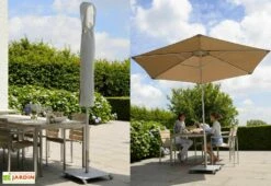 Parasol Rond Mât Central Aluminium Toile Oléfine Ø 2,70 M -MON AMENAGEMENT JARDIN Soldes parasol rond mat central 270cm p50 6