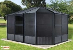 Pavillon De Jardin Fermé En Aluminium Et Acier Galvanisé Charleston 14,7 M² -MON AMENAGEMENT JARDIN Soldes pavillon jardin ferme metal charleston 14m2