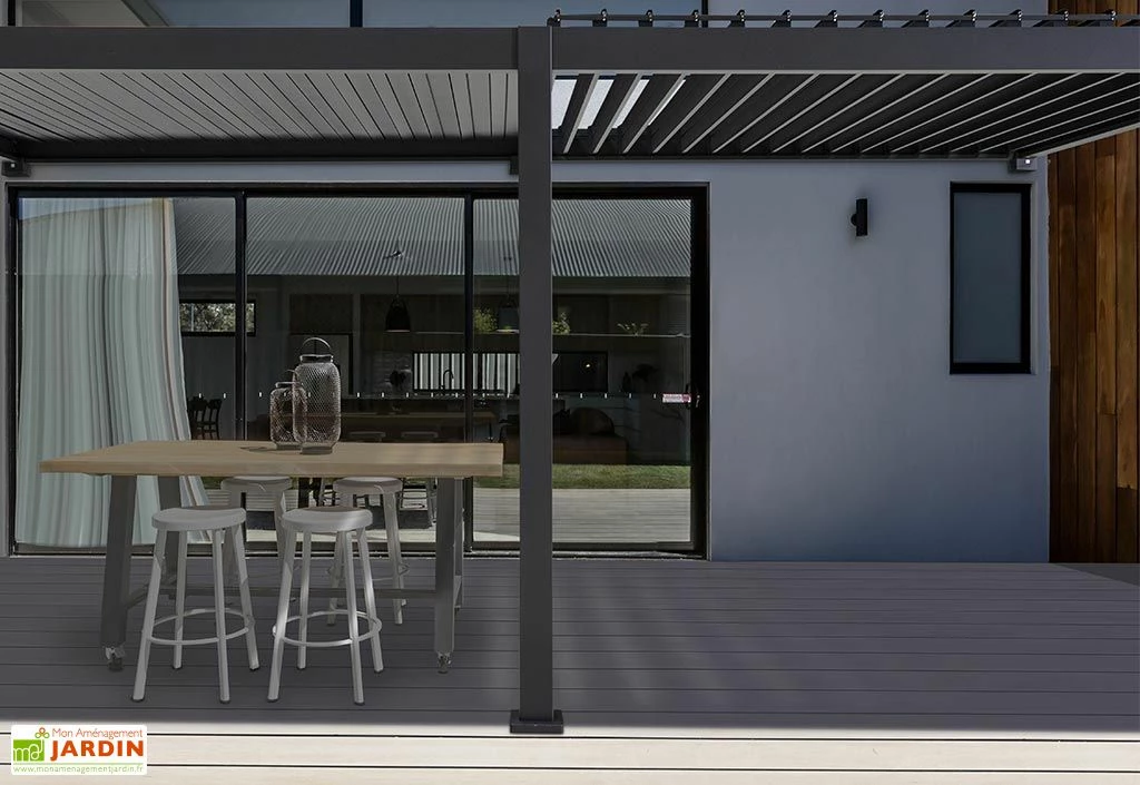 Pergola Bioclimatique Adossée En Aluminium Anthracite 15,9 M² - Ombréa 7 Pergola Bioclimatique Adossée En Aluminium Anthracite 15,9 M² - Ombréa – Image 5