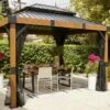 Pergola Autoportée En Aluminium Effet Bois 10 M² – Fontana -MON AMENAGEMENT JARDIN Soldes pergola alu effet bois 10m2 fontana sojag