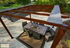 Paragon Pergola En Aluminium Effet Bois Florida 12,25 M² -MON AMENAGEMENT JARDIN Soldes pergola alu effet bois florida 12m2 marron fonce