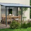Pergola Adossée En Aluminium Et Polycarbonate 13 M2 – Louis -MON AMENAGEMENT JARDIN Soldes pergola alu polycarbonate forest style louis