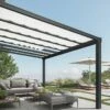 Pergola Adossée Aluminium Gris Et Polycarbonate - Stockholm 3,4 M + Stores 1 Pergola Adossée Aluminium Gris Et Polycarbonate - Stockholm 3,4 M + Stores -MON AMENAGEMENT JARDIN Soldes pergola alu polycarbonate stockholm palram