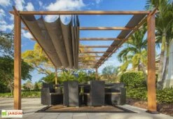 Paragon Pergola En Aluminium Effet Bois Florence 17,67 M² -MON AMENAGEMENT JARDIN Soldes pergola aluminium effet bois florence 17m2 marron