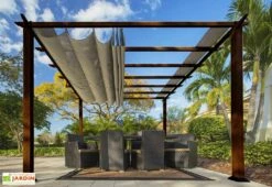 Paragon Pergola En Aluminium Effet Bois Florida 12,25 M² -MON AMENAGEMENT JARDIN Soldes pergola aluminium effet bois florida 12m2 marron fonce
