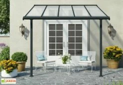 Pergola Adossée En Aluminium Et Polycarbonate 295 Cm – Sierra -MON AMENAGEMENT JARDIN Soldes pergola aluminium polycarbonate sierra 3x3 canopia palram