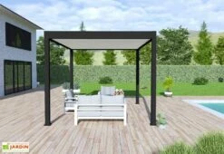 Pergola Bioclimatique Ombréa En Aluminium 3 X 4 M Autoportée - Noir Charbon -MON AMENAGEMENT JARDIN Soldes pergola bioclimatique 3x4 aluminium ombrea 15 728288