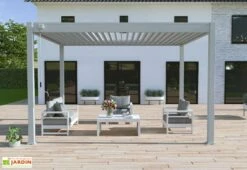 Meilleures ventes -MON AMENAGEMENT JARDIN Soldes pergola bioclimatique 3x4 gris perle ombrea 15 728318