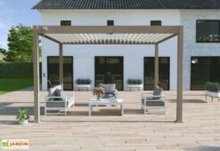Pergola Bioclimatique Ombréa En Aluminium 3 X 4 M Autoportée - Taupe