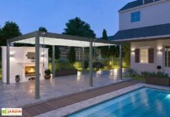 Pergola Bioclimatique Ombréa En Aluminium 4 X 6 M Autoportée - Anthracite -MON AMENAGEMENT JARDIN Soldes pergola bioclimatique 4x6m lames blanches ombrea 15 728943