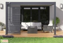 Pergola Bioclimatique Ombréa En Aluminium 3 X 4 M Adossée - Anthracite -MON AMENAGEMENT JARDIN Soldes pergola bioclimatique adossee 3x4m gris aluminium 15 729186
