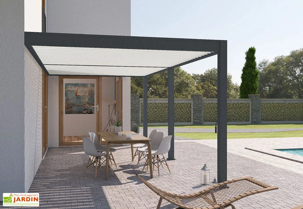 Pergola Bioclimatique Ombréa En Aluminium 3 X 6 M Adossée - Anthracite 5 Pergola Bioclimatique Ombréa En Aluminium 3 X 6 M Adossée - Anthracite – Image 3