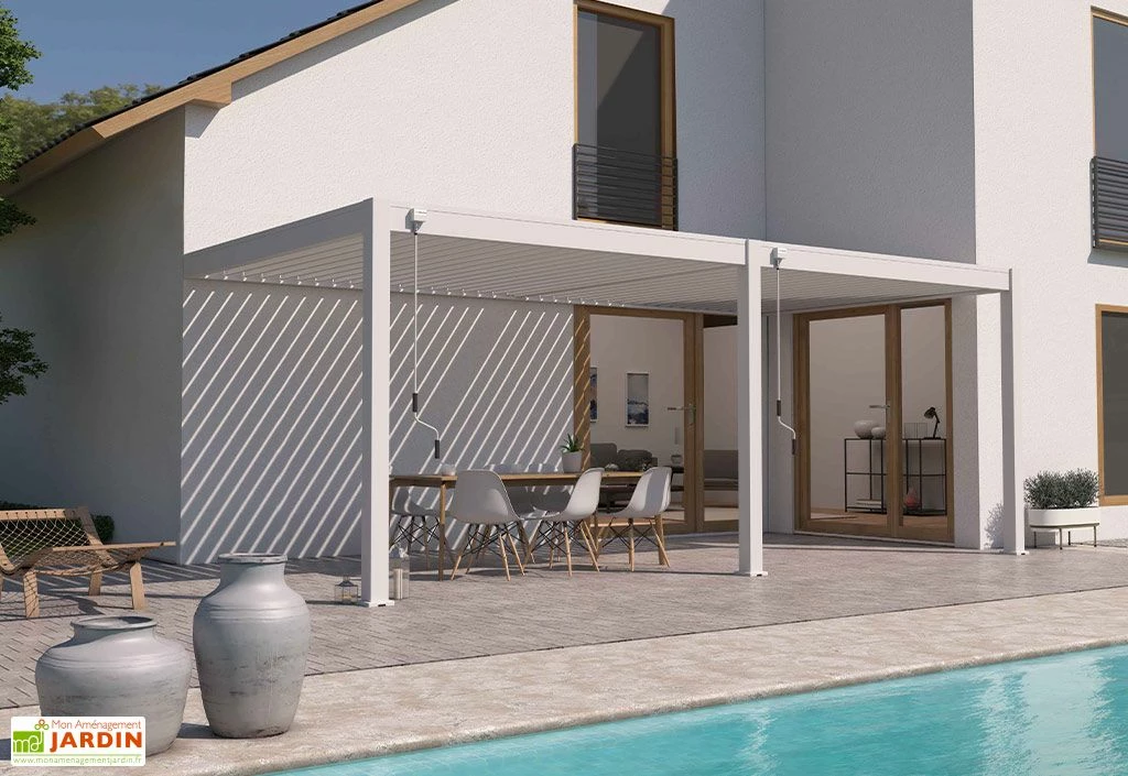 Pergola Bioclimatique Ombréa En Aluminium 3 X 6 M Adossée - Blanche 4 Pergola Bioclimatique Ombréa En Aluminium 3 X 6 M Adossée - Blanche – Image 2