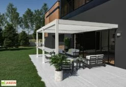 Pergola Bioclimatique Ombréa En Aluminium 4 X 6 M Adossée - Blanche