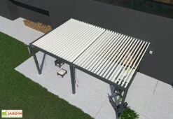 Pergola Bioclimatique Ombréa En Aluminium 4 X 6 M Adossée - Anthracite -MON AMENAGEMENT JARDIN Soldes pergola bioclimatique adossee 4x6 aluminium anthracite ombrea 15 729520 toiture blanche
