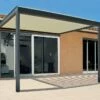 Pergola Bioclimatique Adossée En Alu Avec Lames Motorisées Hostun II -MON AMENAGEMENT JARDIN Soldes pergola bioclimatique adossee aluminium hostun anthracite