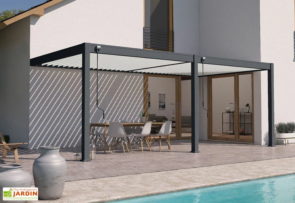 Pergola Bioclimatique Ombréa En Aluminium 3 X 6 M Adossée - Anthracite 3 Pergola Bioclimatique Ombréa En Aluminium 3 X 6 M Adossée - Anthracite