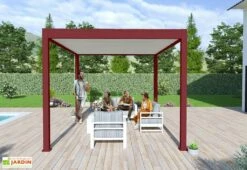 Pergola Bioclimatique Ombréa En Aluminium 3 X 4 M Autoportée - Rouge Basque -MON AMENAGEMENT JARDIN Soldes pergola bioclimatique alu rouge 3x4 ombrea 15 728455