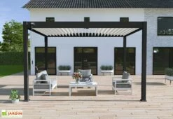 Pergola Bioclimatique Ombréa En Aluminium 3 X 4 M Autoportée - Noir Charbon -MON AMENAGEMENT JARDIN Soldes pergola bioclimatique aluminium 3x4 ombrea 15 728288