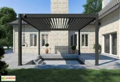 Pergola Bioclimatique Ombréa En Aluminium 4 X 4 M Autoportée - Anthracite -MON AMENAGEMENT JARDIN Soldes pergola bioclimatique autoportee 4x4m anthracite ombrea 15 728486