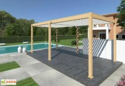 Pergola Bioclimatique Ombréa En Aluminium 3 X 6 M Autoportée - Imitation Bois -MON AMENAGEMENT JARDIN Soldes pergola bioclimatique effet bois 3x6m ombrea 15 712324