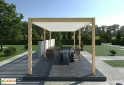 Pergola Bioclimatique Ombréa En Aluminium 3 X 6 M Autoportée - Imitation Bois -MON AMENAGEMENT JARDIN Soldes pergola bioclimatique imitation bois 3x6m ombrea 15 712324