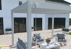 Pergola Bioclimatique Ombréa En Aluminium 3 X 4 M Autoportée - Gris Perle -MON AMENAGEMENT JARDIN Soldes pergola bioclimatique manivelle ombrea 15 728318