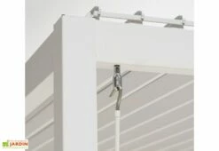 Pergola Bioclimatique Autoportée En Aluminium 12 M² + Store 4 M -MON AMENAGEMENT JARDIN Soldes pergola blanc alu detail autoportee ambiance 1