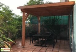 Pergola Adossée En Bois Douglas - L : 4,00 M – Occitanie 2 Poteaux -MON AMENAGEMENT JARDIN Soldes pergola bois douglas toit plat adosse cpbf