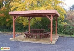Tonnelle En Bois Avec Treillage Toit Plat Bac Acier – Ombra 4 X 4 M -MON AMENAGEMENT JARDIN Soldes pergola bois traite 4x4m ombra
