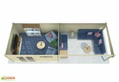 Abri De Jardin + Auvent En Bois D’épicéa Brut 22,9 M² -MON AMENAGEMENT JARDIN Soldes plan coupe abri jardin terrasse bois