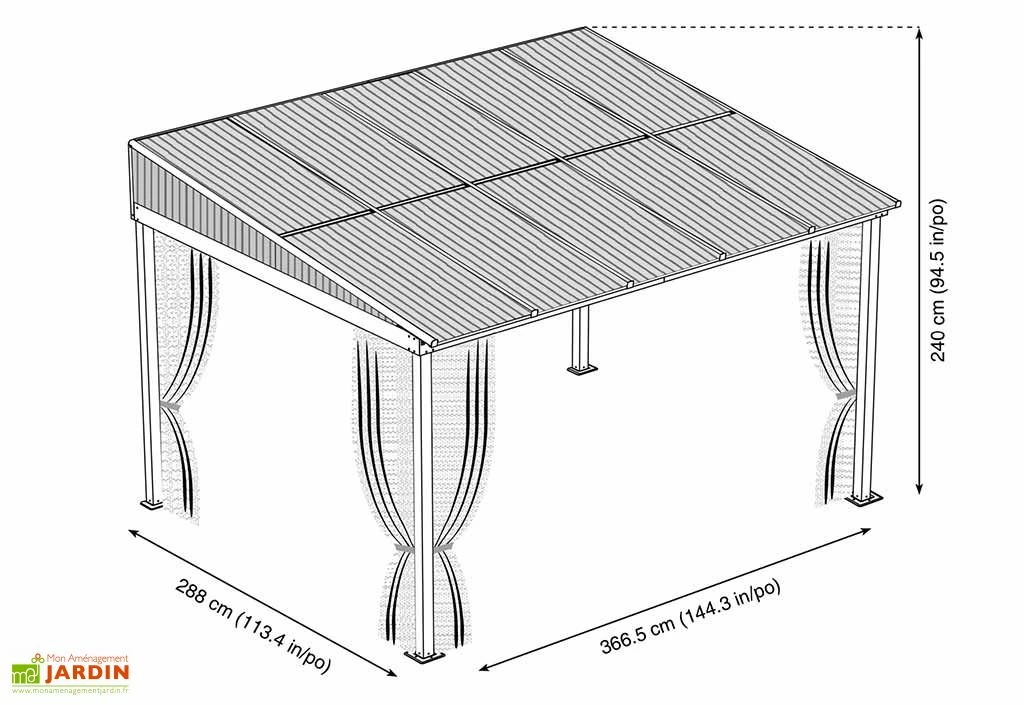 Tonnelle Adossée En Aluminium Et Polycarbonate St Barth 10,77 M² 6 Tonnelle Adossée En Aluminium Et Polycarbonate St Barth 10,77 M² – Image 4