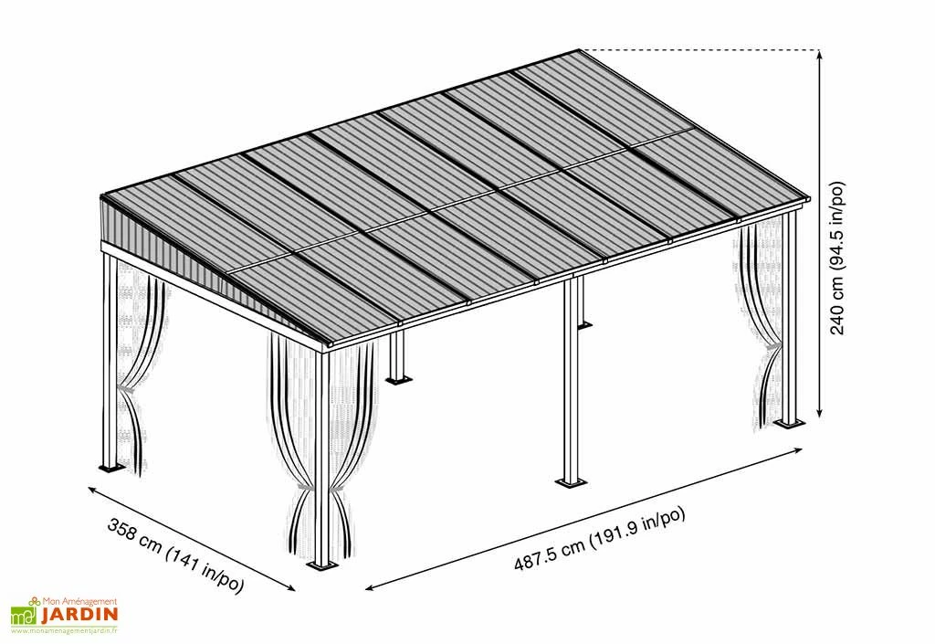 Tonnelle Adossée En Aluminium Et Polycarbonate St Barth 17,53 M² 6 Tonnelle Adossée En Aluminium Et Polycarbonate St Barth 17,53 M² – Image 4