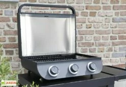 Barbecue Au Gaz à Poser En Métal – 3 Brûleurs -MON AMENAGEMENT JARDIN Soldes plancha au gaz exterieure