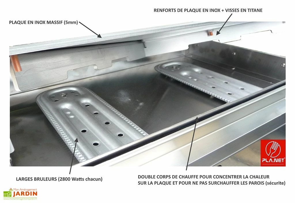 Plancha Gaz Inox CHEF 55 XL + Chariot Ouvert (Pack Complet) 6 Plancha Gaz Inox CHEF 55 XL + Chariot Ouvert (Pack Complet) – Image 4